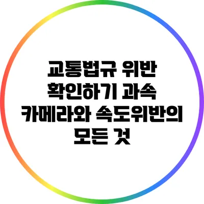 교통법규 위반 확인하기: 과속 카메라와 속도위반의 모든 것
