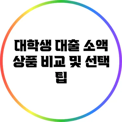 대학생 대출: 소액 상품 비교 및 선택 팁