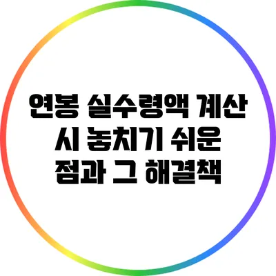 연봉 실수령액 계산 시 놓치기 쉬운 점과 그 해결책
