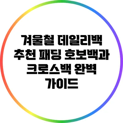 겨울철 데일리백 추천: 패딩 호보백과 크로스백 완벽 가이드