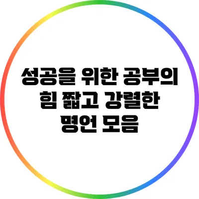 성공을 위한 공부의 힘: 짧고 강렬한 명언 모음