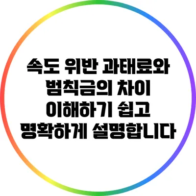 속도 위반 과태료와 범칙금의 차이: 이해하기 쉽고 명확하게 설명합니다