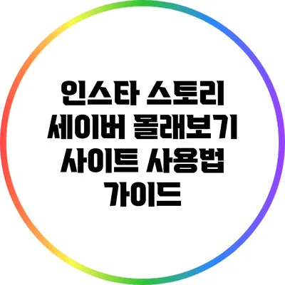 인스타 스토리 세이버: 몰래보기 사이트 사용법 가이드