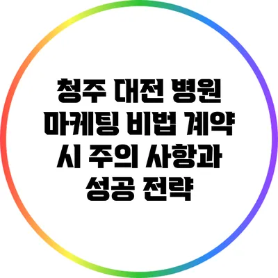 청주 대전 병원 마케팅 비법: 계약 시 주의 사항과 성공 전략