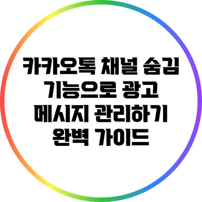 카카오톡 채널 숨김 기능으로 광고 메시지 관리하기 완벽 가이드
