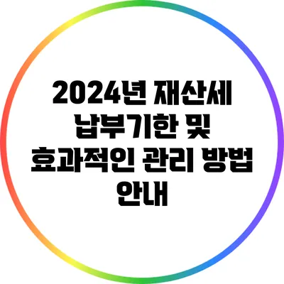2024년 재산세 납부기한 및 효과적인 관리 방법 안내