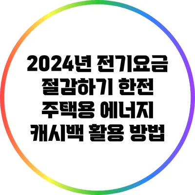2024년 전기요금 절감하기: 한전 주택용 에너지 캐시백 활용 방법