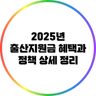 2025년 출산지원금: 혜택과 정책 상세 정리