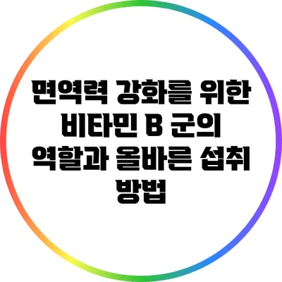 면역력 강화를 위한 비타민 B 군의 역할과 올바른 섭취 방법