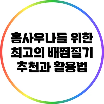 홈사우나를 위한 최고의 배찜질기 추천과 활용법