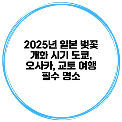 2025년 일본 벚꽃 개화 시기 도쿄, 오사카, 교토 여행 필수 명소