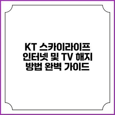KT 스카이라이프 인터넷 및 TV 해지 방법 완벽 가이드