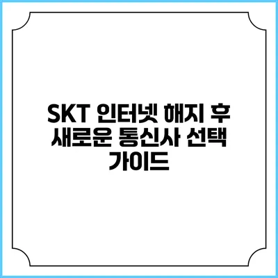 SKT 인터넷 해지 후 새로운 통신사 선택 가이드
