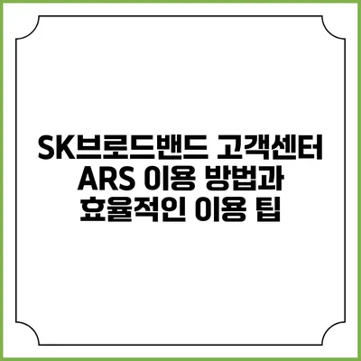 SK브로드밴드 고객센터 ARS 이용 방법과 효율적인 이용 팁