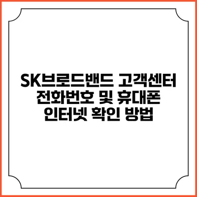 SK브로드밴드 고객센터 전화번호 및 휴대폰 인터넷 확인 방법