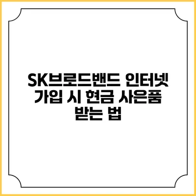 SK브로드밴드 인터넷 가입 시 현금 사은품 받는 법