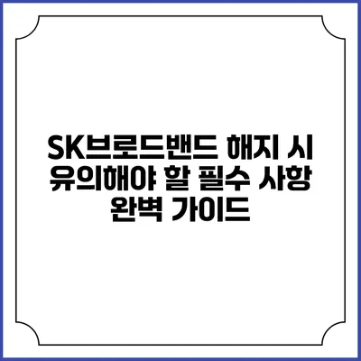 SK브로드밴드 해지 시 유의해야 할 필수 사항 완벽 가이드