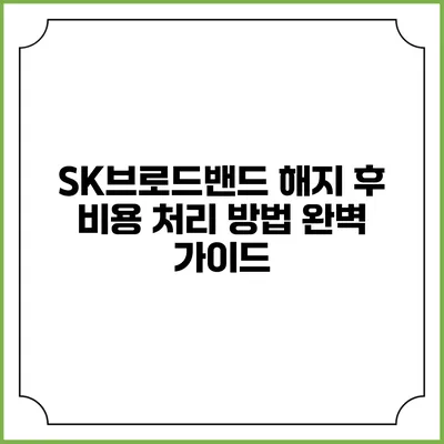 SK브로드밴드 해지 후 비용 처리 방법 완벽 가이드