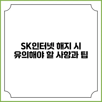 SK인터넷 해지 시 유의해야 할 사항과 팁