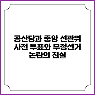 공산당과 중앙 선관위: 사전 투표와 부정선거 논란의 진실