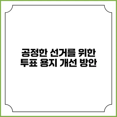 공정한 선거를 위한 투표 용지 개선 방안