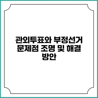 관외투표와 부정선거: 문제점 조명 및 해결 방안