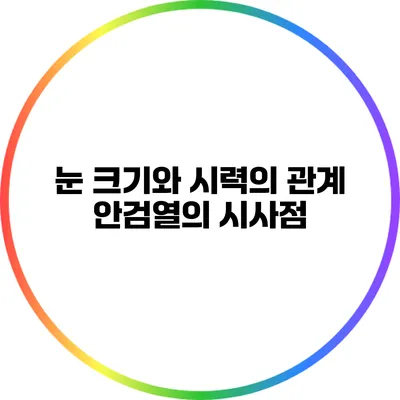 눈 크기와 시력의 관계: 안검열의 시사점