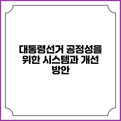 대통령선거 공정성을 위한 시스템과 개선 방안