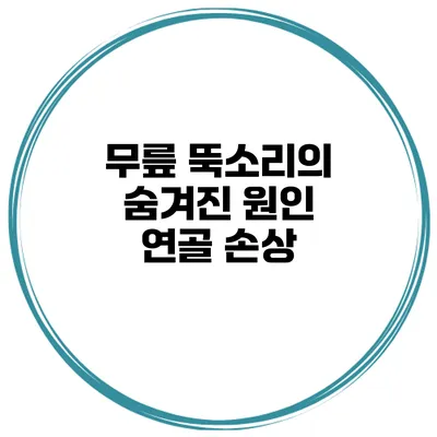 무릎 뚝소리의 숨겨진 원인 연골 손상
