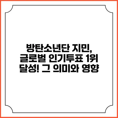 방탄소년단 지민, 글로벌 인기투표 1위 달성! 그 의미와 영향