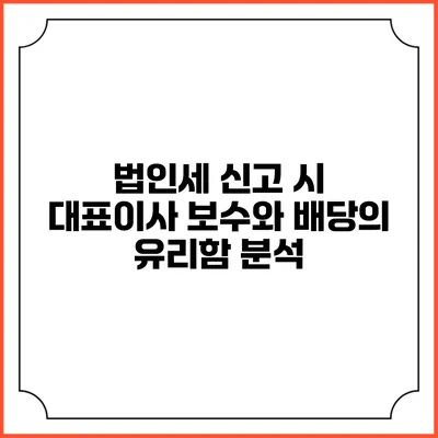 법인세 신고 시 대표이사 보수와 배당의 유리함 분석