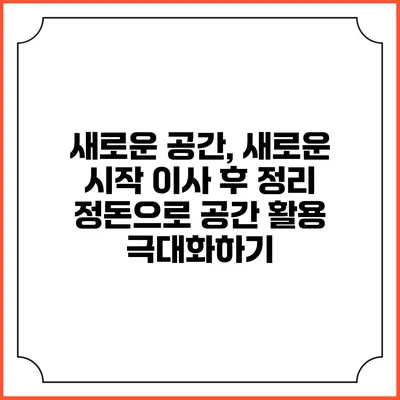 새로운 공간, 새로운 시작: 이사 후 정리 정돈으로 공간 활용 극대화하기