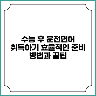 수능 후 운전면허 취득하기: 효율적인 준비 방법과 꿀팁