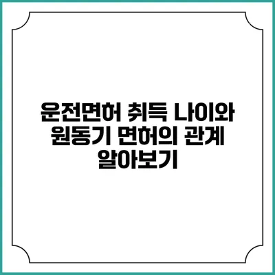 운전면허 취득 나이와 원동기 면허의 관계 알아보기