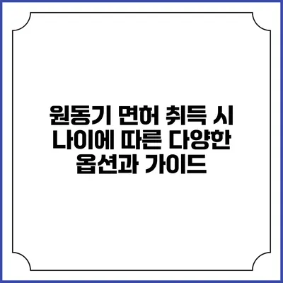 원동기 면허 취득 시 나이에 따른 다양한 옵션과 가이드