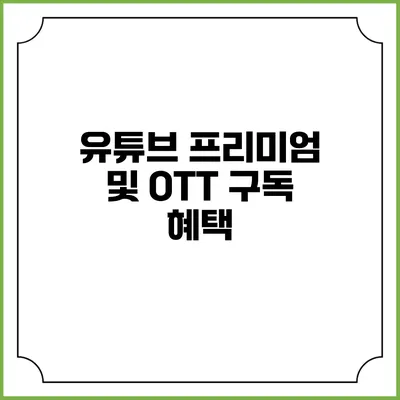 유튜브 프리미엄 및 OTT 구독 혜택