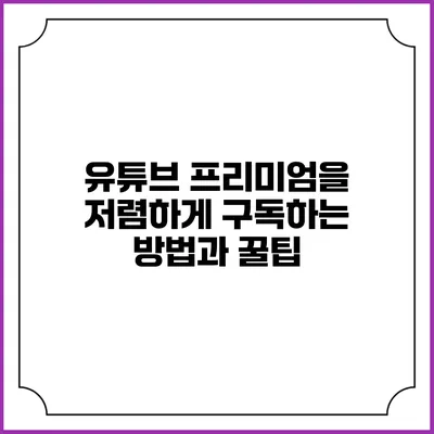 유튜브 프리미엄을 저렴하게 구독하는 방법과 꿀팁