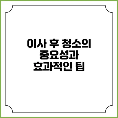 이사 후 청소의 중요성과 효과적인 팁