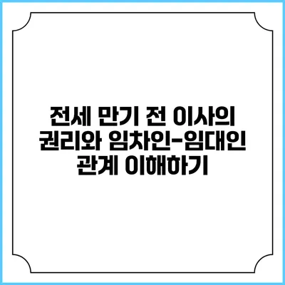 전세 만기 전 이사의 권리와 임차인-임대인 관계 이해하기