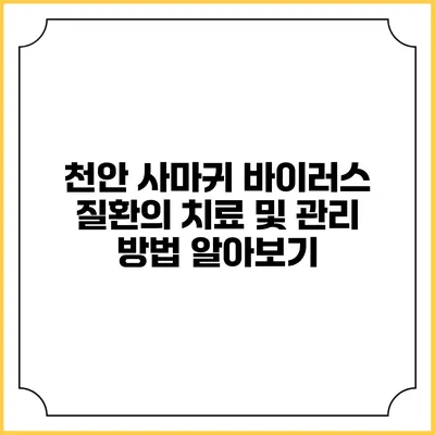 천안 사마귀 바이러스 질환의 치료 및 관리 방법 알아보기