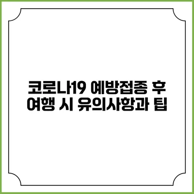 코로나19 예방접종 후 여행 시 유의사항과 팁