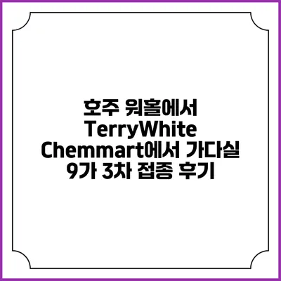 호주 워홀에서 TerryWhite Chemmart에서 가다실 9가 3차 접종 후기