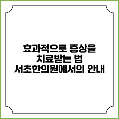 효과적으로 증상을 치료받는 법: 서초한의원에서의 안내