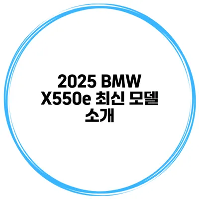 2025 BMW X550e 최신 모델 소개
