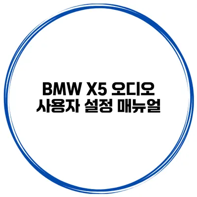 BMW X5 오디오 사용자 설정 매뉴얼