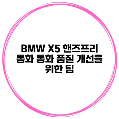 BMW X5 핸즈프리 통화 통화 품질 개선을 위한 팁