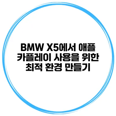 BMW X5에서 애플 카플레이 사용을 위한 최적 환경 만들기