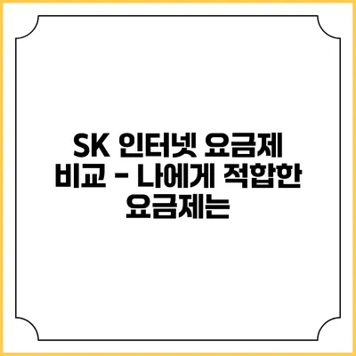 SK 인터넷 요금제 비교 - 나에게 적합한 요금제는?