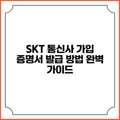 SKT 통신사 가입 증명서 발급 방법 완벽 가이드