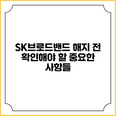 SK브로드밴드 해지 전 확인해야 할 중요한 사항들